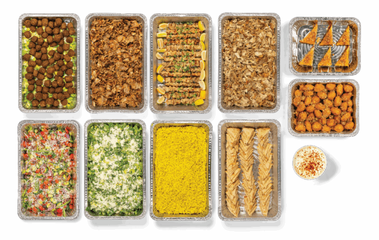 Olympus Greek catering package with four proteins, two salads and two desserts